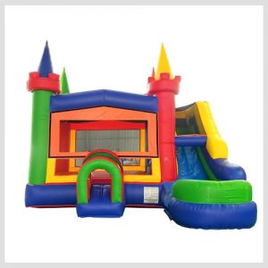 Inflatable bounce with slide